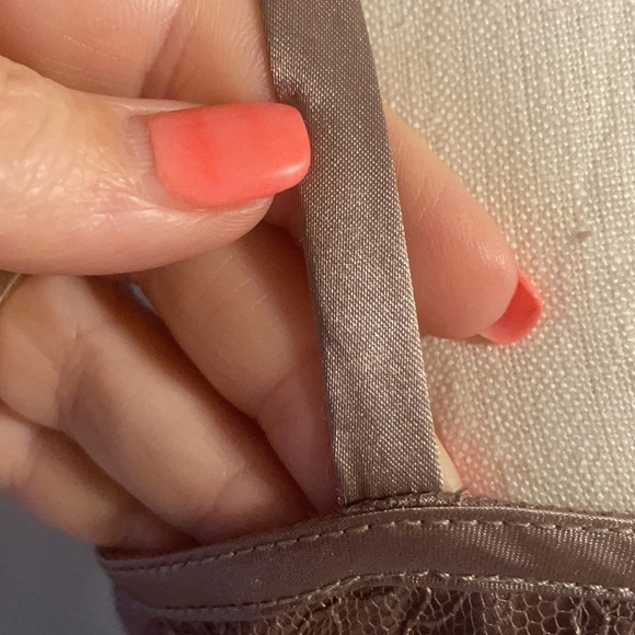 JS COLLECTION FORMAL / wedding LACE / SATIN OVERLAY LONG TANK DRESS  sz 10 TAUPE - Picture 11 of 16